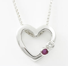 Ruby and Diamond Heart Pendant